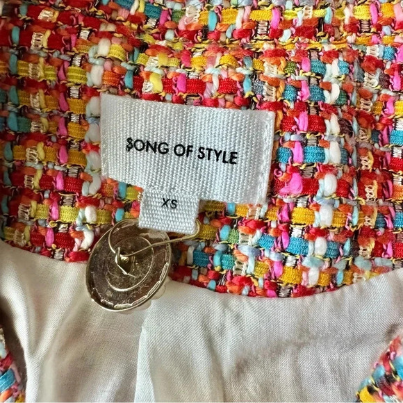 SONG OF STYLE Two pc Sets Sophia Jacket & Lyric Top Rainbow Multi Tweed Size XS - Picture 9 of 17